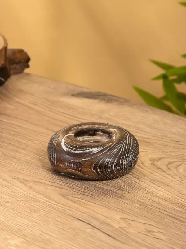 Подсвечник из дерева джати, d=3 см, 10&times;10&times;3 см, тёмно-коричневый