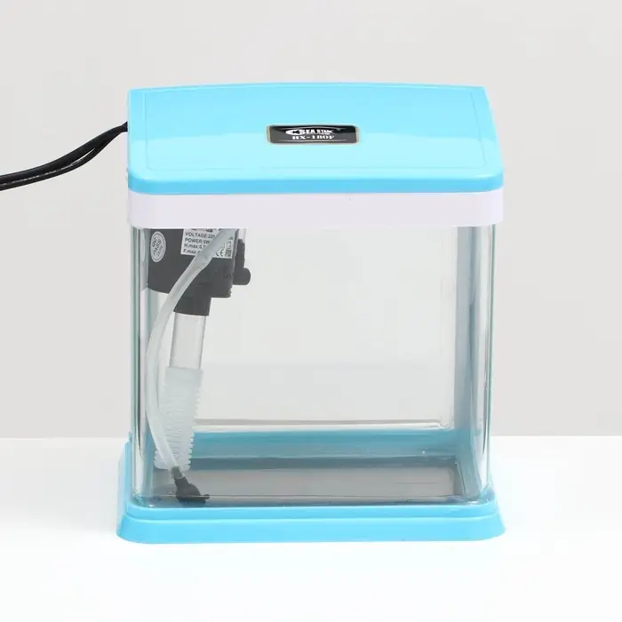 Аквариум SeaStar HX-180F, 3.5 л, в комплекте: LED-лампа, фильтр, синий