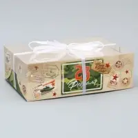 Коробка для капкейка, кондитерская упаковка, 6 ячеек, &laquo;23 февраля&raquo;, 23&times;16&times;7.5 см