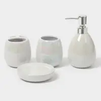 Аксессуары для ванной Pearl, 4 предмета: мыльница, дозатор для мыла 400 мл, 2 стакана