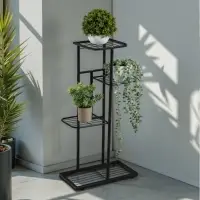 Подставка для цветов Greengo, 4 полки, 43&times;22&times;82 см, напольная, металл, чёрная