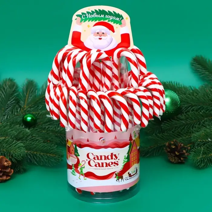 Карамель леденцовая Sweet Ness "Трость", со вкусом клубники, 27 г. Новый год