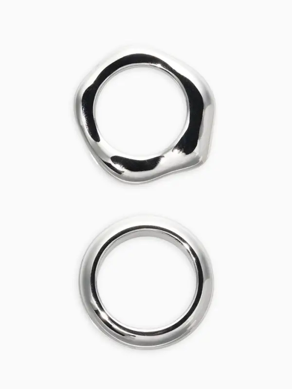 Кольцо пластик &laquo;Стиль&raquo;, набор 2 шт. размер 17, цвет серебро