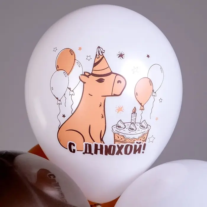 Воздушные шары латексные 12" &laquo;С днем рождения! Капибара&raquo;, 25 шт., МИКС