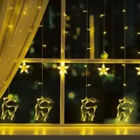 Гирлянда &laquo;Бахрома&raquo; 2.4&times;0.9 м с насадками &laquo;Олень&raquo;, IP20, прозрачная нить, 138 LED, свечение тёплое белое, 8 режимов, 220 В