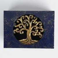 Шкатулка "Древо" 19х15х7 см, МДФ, цв. синий