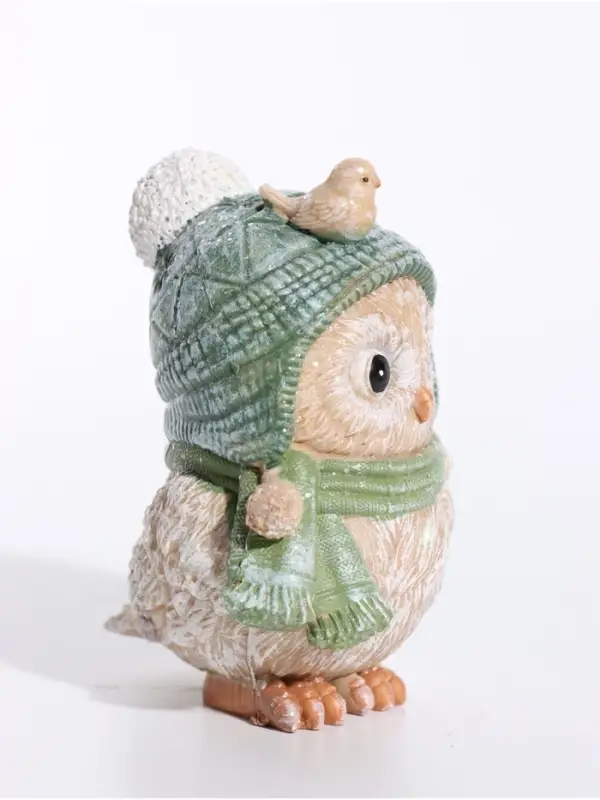 Фигурка &laquo;Совёнок в шапке с бомбошками, с птичкой&raquo; 6.3&times;5.8&times;7.5 см