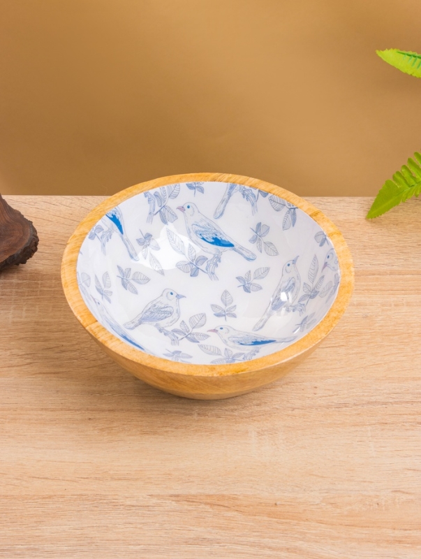 Миска Миска "Синие птицы" дерево манго 17,5х17,5х6,5 см