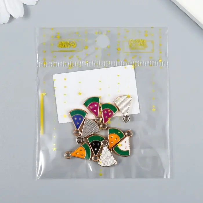 Декор для творчества пластик под металл "Кусочек арбуза" МИКС набор 10 шт 1,2х1,7 см