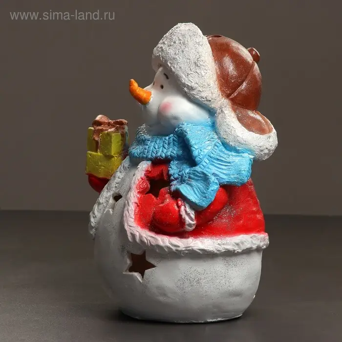 Фигура  Фигура "Снеговик-подсвечник" с блестками 45см.