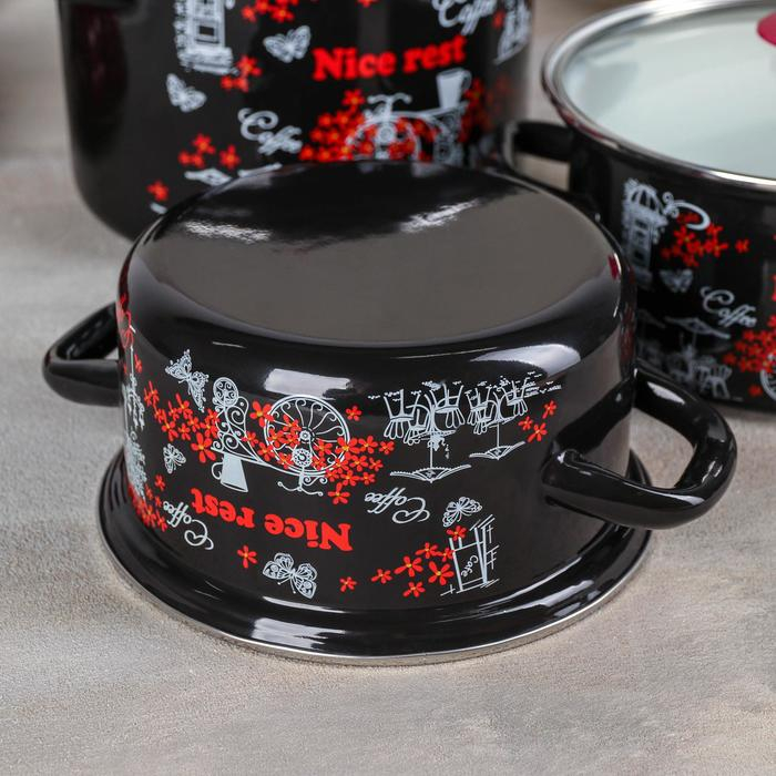 Набор кастрюль &laquo;Отдых-5&raquo;, 3 предмета: 1,9 л, 2,5 л, 5 л, крышки, индукция