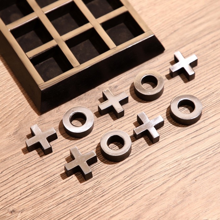 Игра настольная  Игра настольная "Крестики-нолики" 13х13 см, манговое дерево, сталь