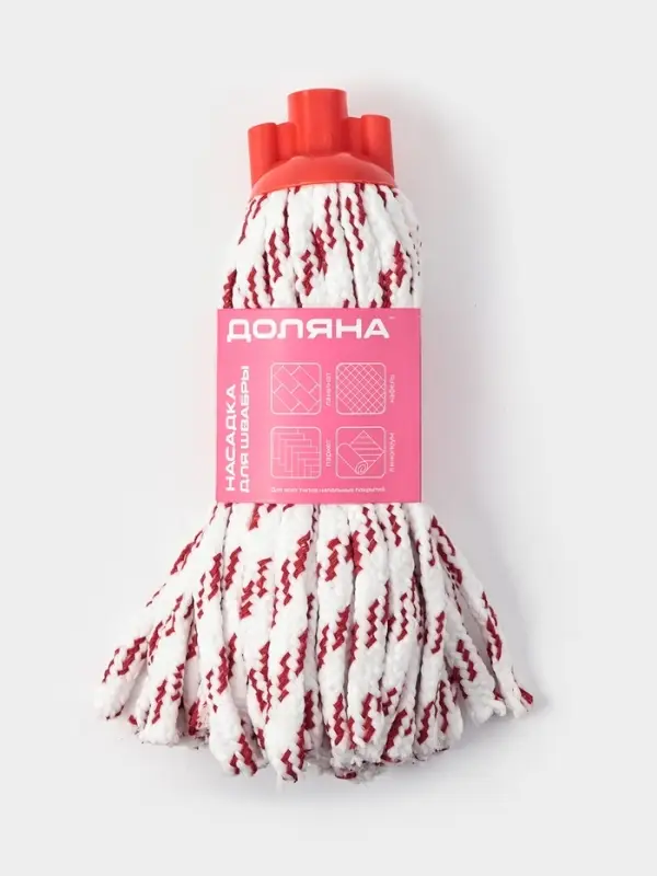 Насадка для швабры верёвочная Доляна, микрофибра, 30&times;7&times;6.5 см, цвет МИКС