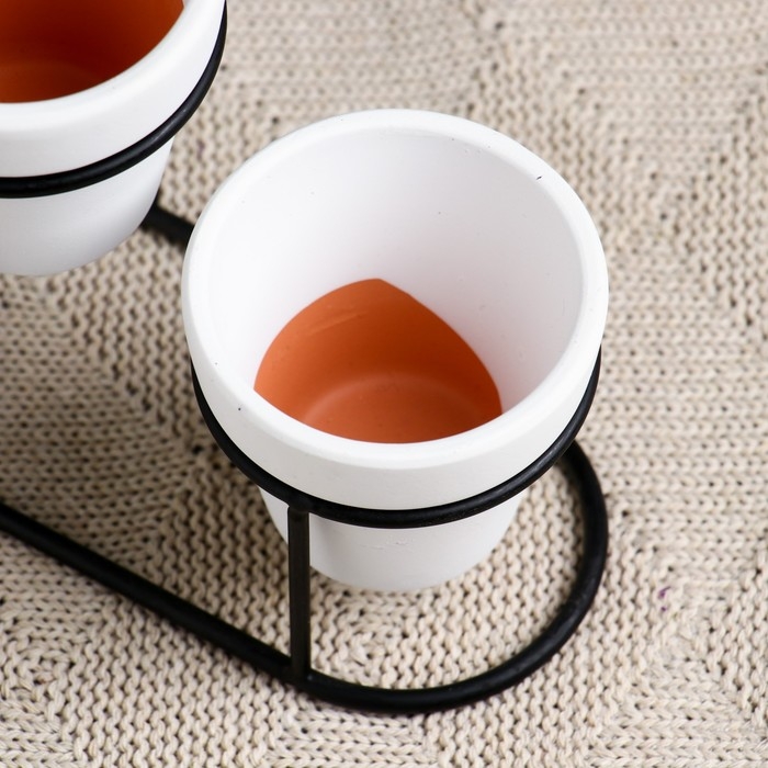 Набор кашпо  Набор кашпо "Дуэт" белое, на подставке, 12,5х11см