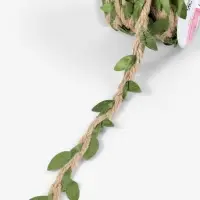 Тесьма декоративная холщовая &laquo;Листья&raquo;, 25 мм, 9&plusmn;0.5 м, бежевая, зелёная