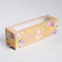 Коробка для макарун, кондитерская упаковка, &laquo;8 марта&raquo; 18&times;5.5&times;5.5 см