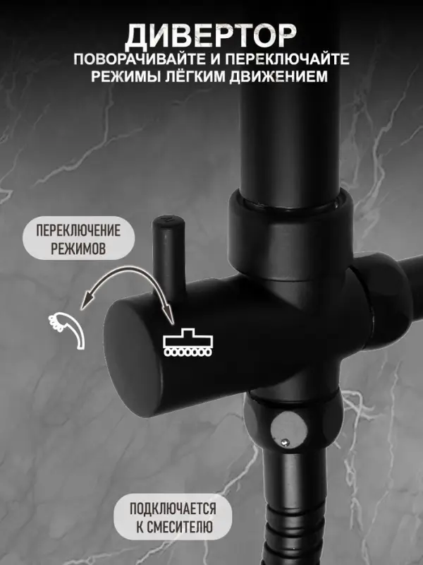 Душевая система ZEIN Z1014, тропическая и ручная лейка, 2 шланга, мыльница, черная