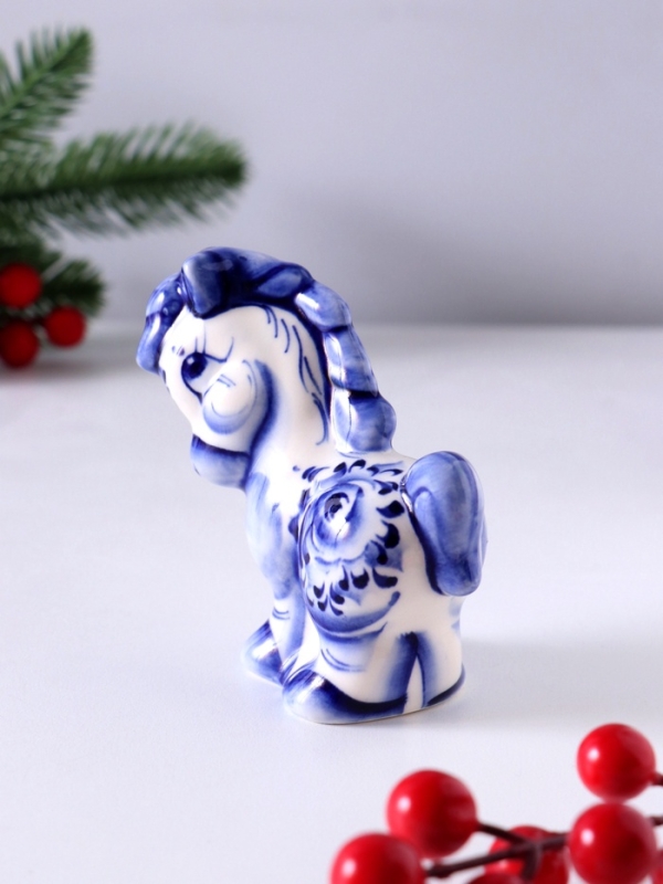 Сувенир Конь Лёша, 9х8,5х4 см, гжель Сувенир Конь Лёша, 9х8,5х4 см, гжель