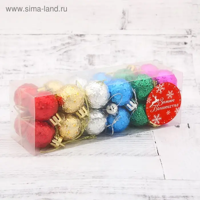 Набор шаров пластик d-3 см, 24 шт "Звёздная ночь" микс