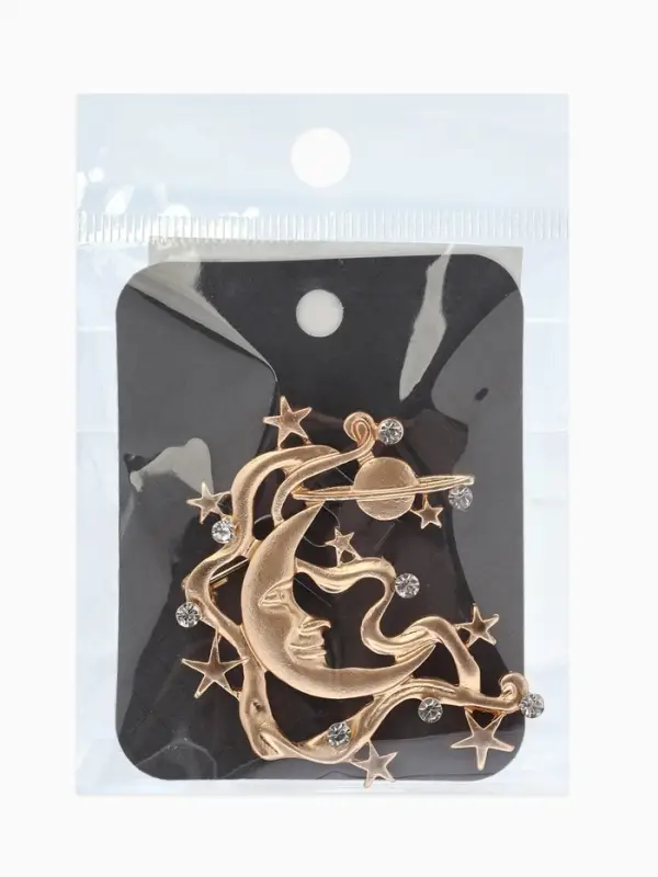 Брошь &laquo;Космос&raquo;, белая в матовом золоте