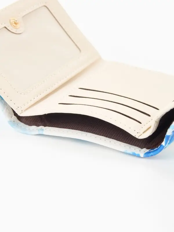 Кошелёк женский на кнопке, 10.5&times;2.5&times;8.5 см, с цветочным принтом, белый/голубой