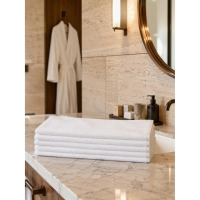 Полотенце Luscan махровое 50х90, 450 гр/м2, Oтель белый, Турция, 5 шт/уп