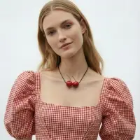 Кулон на шнурке &laquo;Парочка вишен&raquo;, L=40 см, красный