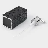 Набор аксессуаров для ванной комнаты &laquo;Ромбы&raquo;, 4 предмета, дозатор 230 мл, мыльница, 2 стакана, чёрный