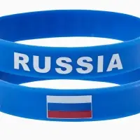 Силиконовый браслет &laquo;РОССИЯ&raquo;, синий