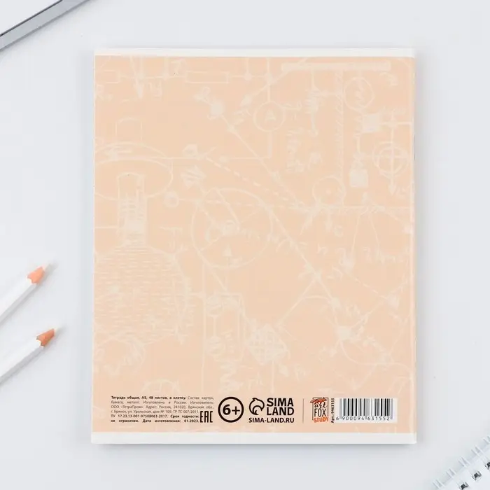 Тетрадь в клетку, предметная, 48 л.,на скрепке, А5 &laquo;КОТ. Физика&raquo;