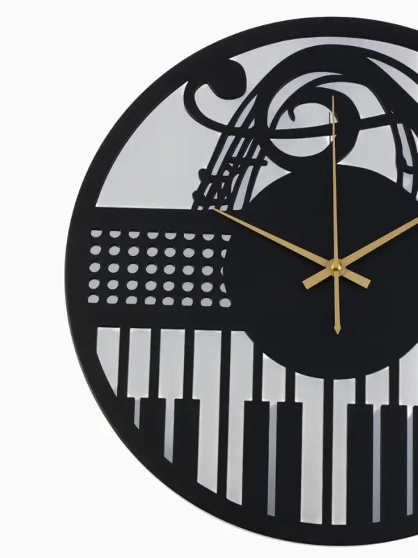 Часы настенные интерьерные &laquo;Пианино&raquo;, бесшумные, плавный ход, d=40 см, металл, зеркало