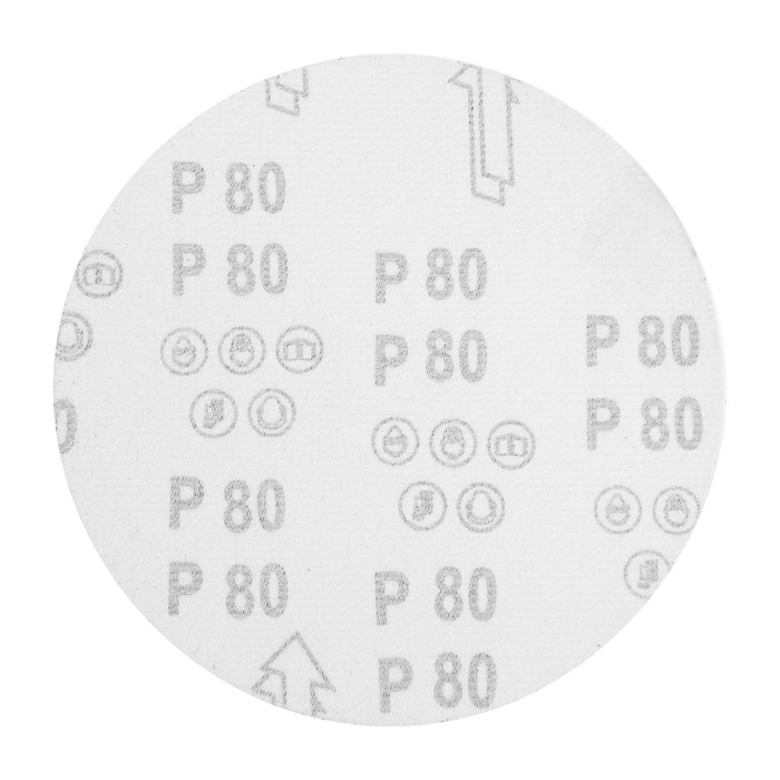 Круг абразивный шлифовальный под  Круг абразивный шлифовальный под "липучку" ТУНДРА, 180 мм, Р80, 5 шт.