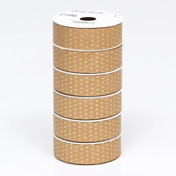 Лента для декора и подарков крафт с тиснением «Звезды» 2 см × 5 м Лента для декора и подарков крафт с тиснением «Звезды» 2 см × 5 м