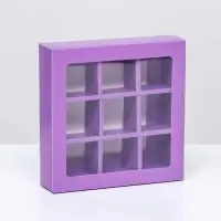 Коробка для 9 конфет, сиреневый, 13.5&times;13.5&times;3.5 см