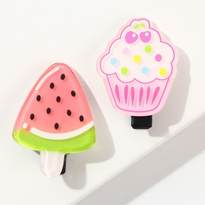 Заколки для волос детские «Сахарной малышке», 2 шт, 3 х 1,5 см Заколки для волос детские «Сахарной малышке», 2 шт, 3 х 1,5 см