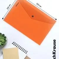 Папка-конверт на кнопке А4, 180 мкм, ErichKrause Glossy Neon, глянцевая, пластиковая, полупрозрачная, микс