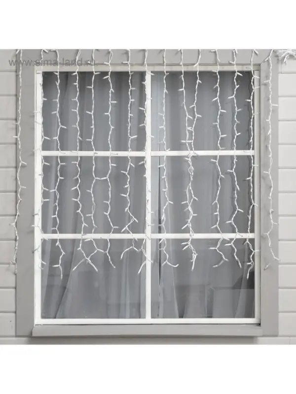 Гирлянда &laquo;Занавес&raquo; 2&times;1.5 м, IP65, УМС, белая нить каучук, 300 LED, свечение синее, 220 В