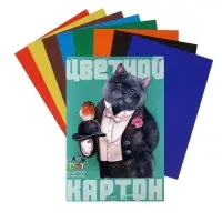 Картон цветной А4, 8 листов, 8 цветов &laquo;Мультики&raquo;, 200 г/м&sup2;, мелованный, МИКС
