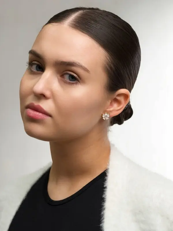 Серьги пусеты One year, 12 пар, весеннее ассорти, бело-чёрные в золоте