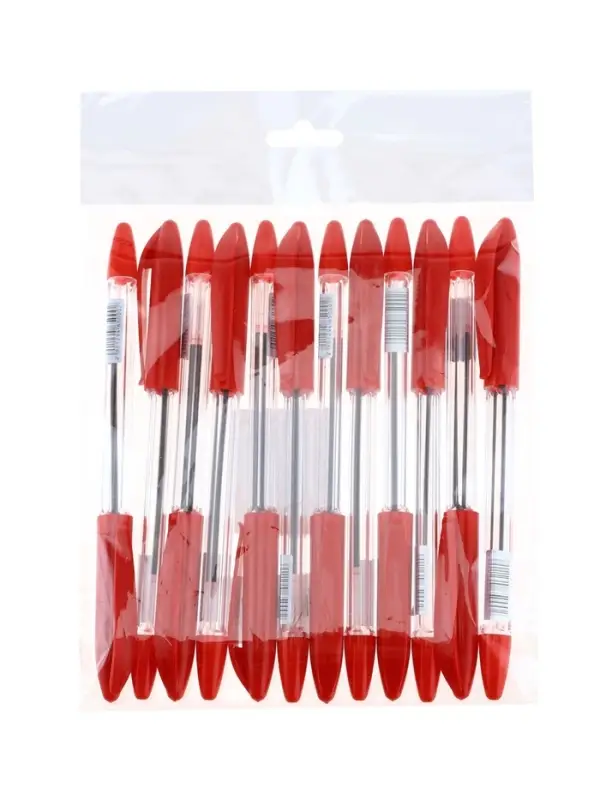 Ручка шариковая 0.5 мм красная, корпус прозрачный с резиновым держателем Ручка шариковая 0.5 мм красная, корпус прозрачный с резиновым держателем