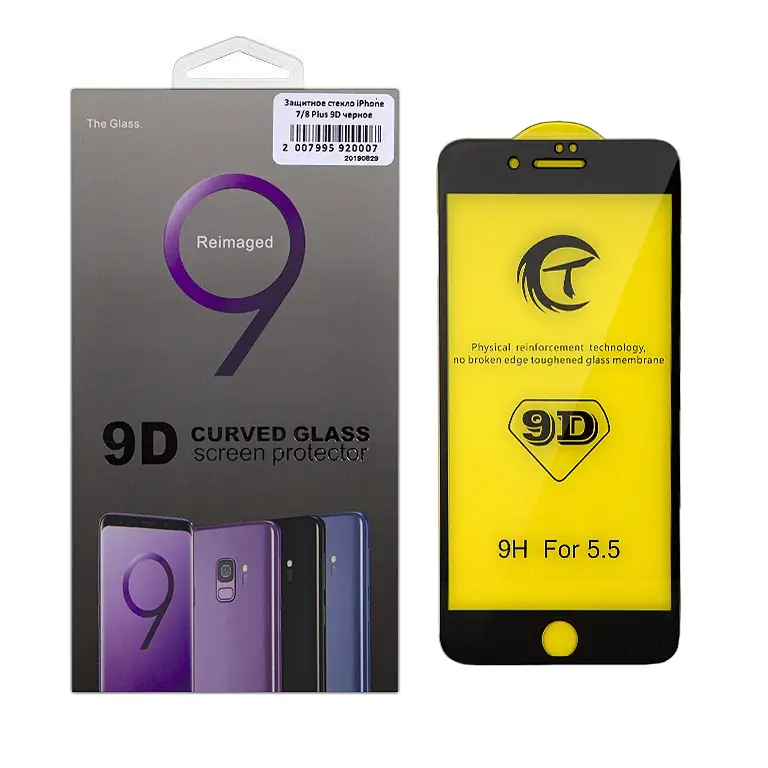 Защитное стекло для iPhone 7/8 Plus 9D черное