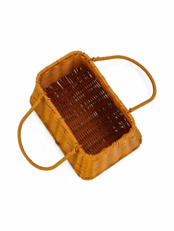 Корзина пластик 25 х 18 х 15 см, ручка14 см металл карскас коричневый Корзина пластик 25 х 18 х 15 см, ручка14 см металл карскас коричневый