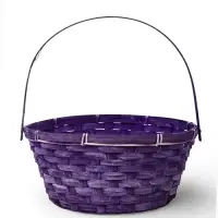 Корзина плетёная для хранения, 26&times;26&times;12 см, ручка h=21 см, бамбуковая, сиреневая