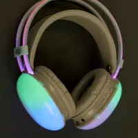 Наушники беспроводные, полноразмерные, Mybit W-33, RGB подсветка, Bluetooth 5.3, 800 мАч, Type-C, RGB подсветка, зелёные