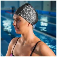 Шапочка для плавания женская ONLYTOP Swim &laquo;Цветок&raquo;, тканевая, обхват 54-60 см
