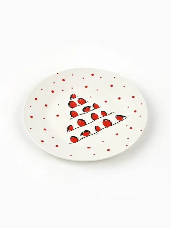 Тарелка плоская новогодняя &laquo;Снегири&raquo;, d=20 см