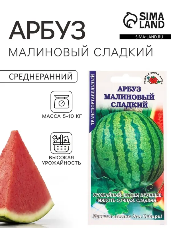 Семена Арбуз &laquo;Малиновый сладкий&raquo;, 0.5 г, среднеранний &laquo;Золотая Сотка Алтая&raquo;