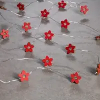 Гирлянда &laquo;Нить&raquo; 2 м роса с насадками &laquo;Цветок&raquo;, IP20, серебристая нить, 20 LED, батарейки ААх2 (нет в комплекте), свечение тёплое белое