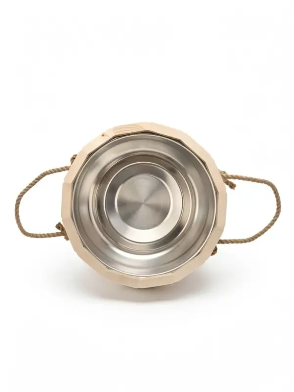 Ведро-запарник для бани и сауны, 12 л, деревянное, нержавеющая вставка