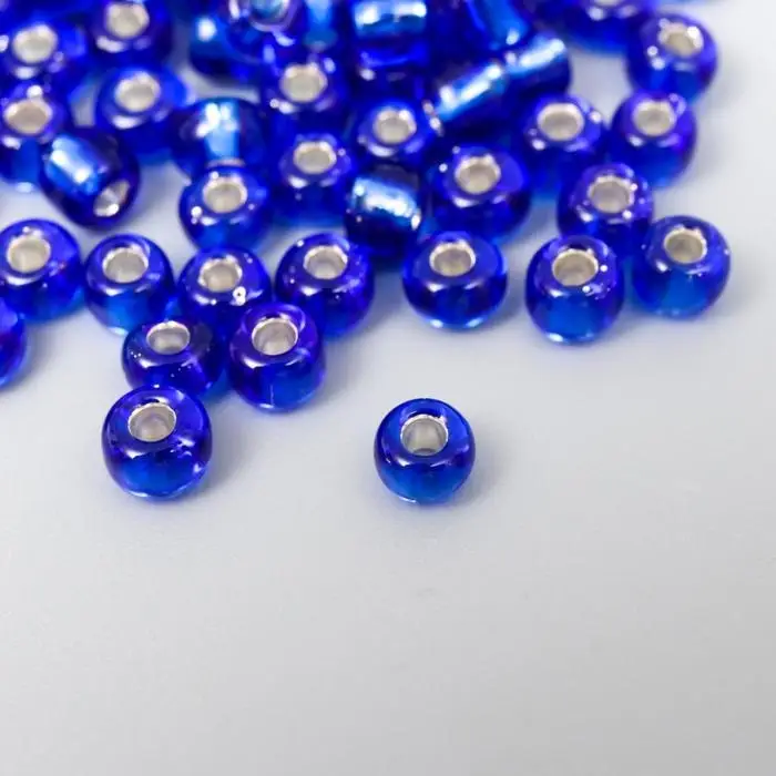 Бисер круглый 6/0 в бутылочке  Бисер круглый 6/0 в бутылочке "Тёмно-синий" прозрачно-цветной 20 гр